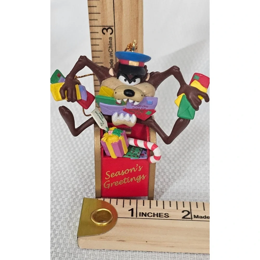 Vintage Looney Tunes Tasmanian Devil Taz Mailman Christmas Ornament Mailbox Red